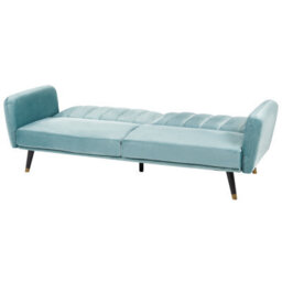 Wyld And Coco Velvetluxe Sofa Bed Light Blue - 3-Seater Convertible Sleeper, Glam Modern - thumbnail 6