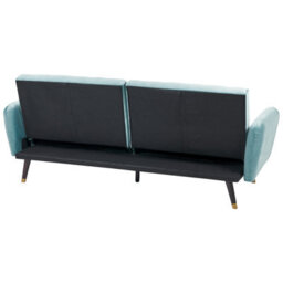 Wyld And Coco Velvetluxe Sofa Bed Light Blue - 3-Seater Convertible Sleeper, Glam Modern - thumbnail 5