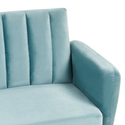 Wyld And Coco Velvetluxe Sofa Bed Light Blue - 3-Seater Convertible Sleeper, Glam Modern - thumbnail 8