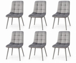 Oira Homes Grey Nova Velvet Dining Chairs Set Of 6 Modern Tufted Kitchen Dining Chairs Dining Room Furniture - thumbnail 1