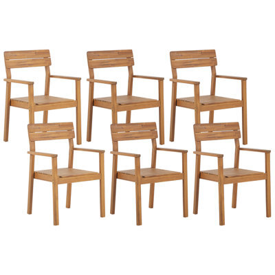 Beliani Set Of 6 Garden Chairs Fornelli Acacia Wood Brown - image 1