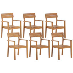 Beliani Set Of 6 Garden Chairs Fornelli Acacia Wood Brown - thumbnail 1