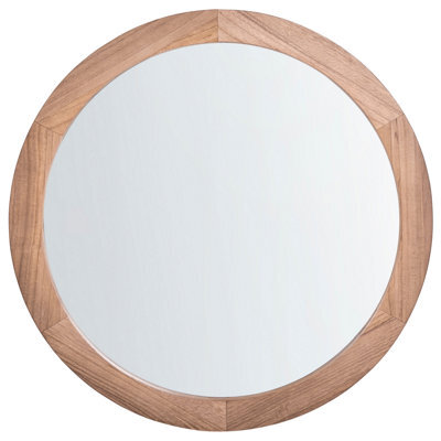 Beliani Wall Mirror Lasalle 76 Cm 76 Cm Paulownia Wood Light Brown - image 1