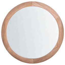 Beliani Wall Mirror Lasalle 76 Cm 76 Cm Paulownia Wood Light Brown