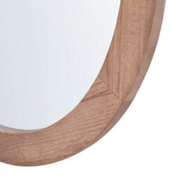 Beliani Wall Mirror Lasalle 76 Cm 76 Cm Paulownia Wood Light Brown - thumbnail 6