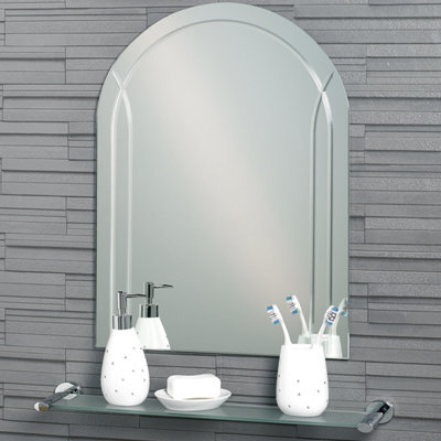 Showerdrape Soho Arched Oval Wall Mounted Frameless Diamond Cut Bathroom Mirror 60 X 45Cm - image 1