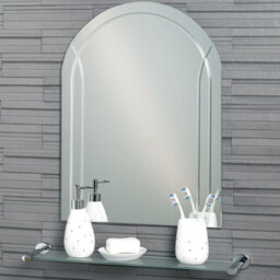 Showerdrape Soho Arched Oval Wall Mounted Frameless Diamond Cut Bathroom Mirror 60 X 45Cm - thumbnail 1