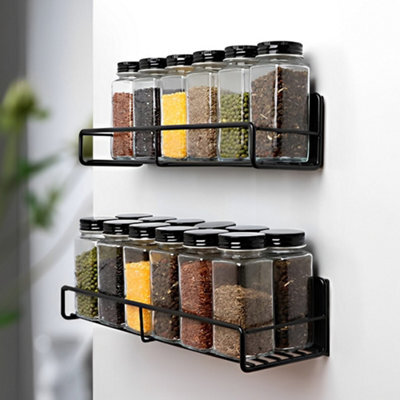 Living And Home 4Pcs Magnetic Fridge Storage Shelf With Hooks - image 1