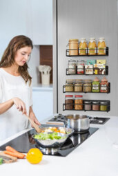 Living And Home 4Pcs Magnetic Fridge Storage Shelf With Hooks - thumbnail 2