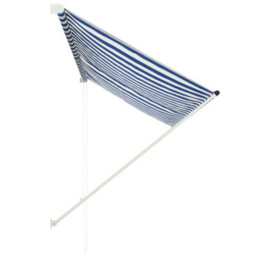 Berkfield Retractable Awning 250X150 Cm Blue And White - thumbnail 3