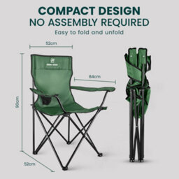 Green Haven Folding Camping Chair Green 2 Pk Lightweight Portable Outdoor Seat Cup Holder Steel Frame Compact Picnic Fishing Chair - thumbnail 2