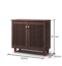 Timber Art Design Modern Shoe Storage Cabinet 2 Doors Footwear Stand Rack Unit Cupboard Dark Wenge - thumbnail 2
