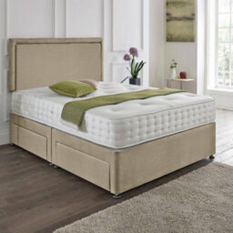 Dining Tables Seoul Matching Headboard Divan Set, 2 Drawer On Same Side With Sprung 1500 Comfort Mattress - Light Boucle Natural - King - thumbnail 1