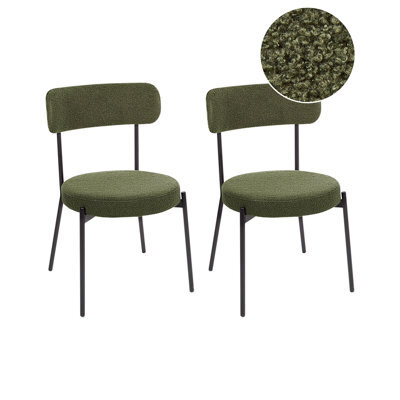 Beliani Set Of 2 Dining Chairs Allison Boucle Dark Green - image 1