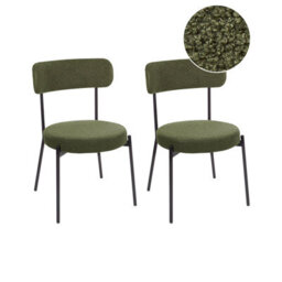 Beliani Set Of 2 Dining Chairs Allison Boucle Dark Green - thumbnail 1