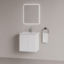 Plum&clay Complete Bathroom Suite Chrome Taps 500mm White Wall Hung Vanity Unit Bath Shower Screen Toilet Waste - thumbnail 2
