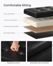 Songmics Foldable Compact Ottoman Footrest With Storage, Small Stool For Living Room Or Bedroom, Ink Black - thumbnail 3