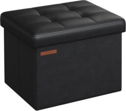 Songmics Foldable Compact Ottoman Footrest With Storage, Small Stool For Living Room Or Bedroom, Ink Black - thumbnail 6