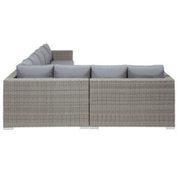 Beliani Garden Lounge Set With Table 8 Seater Xxl Right Hand Modular Pe Rattan Grey - thumbnail 9