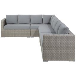 Beliani Garden Lounge Set With Table 8 Seater Xxl Right Hand Modular Pe Rattan Grey - thumbnail 6
