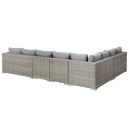 Beliani Garden Lounge Set With Table 8 Seater Xxl Right Hand Modular Pe Rattan Grey - thumbnail 8