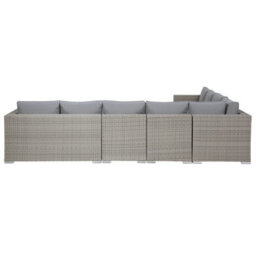 Beliani Garden Lounge Set With Table 8 Seater Xxl Right Hand Modular Pe Rattan Grey - thumbnail 7