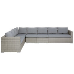 Beliani Garden Lounge Set With Table 8 Seater Xxl Right Hand Modular Pe Rattan Grey - thumbnail 4