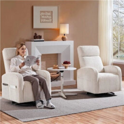 Corduroy Swivel Nursery Gliding Rocker Chair - thumbnail 4