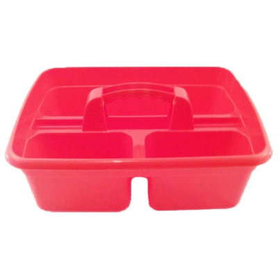 Perry Plastic Organiser Storage Handle Caddy Compartment Tack Room Tidy Red