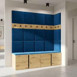 Anteroom Set Orion Ii Artisan Oak Shoe Cabinet Hangers Blue Panels