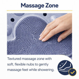 Shopnbits Comfortgrip Asm01 Grey Extra Large 60X90Cm Pvc Anti Slip Bath And Shower Mat With Suction Cups And Foot Scrubber - thumbnail 2