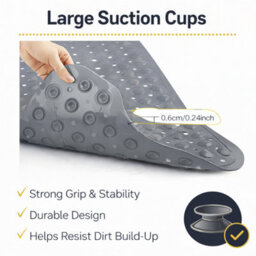 Shopnbits Comfortgrip Asm01 Grey Extra Large 60X90Cm Pvc Anti Slip Bath And Shower Mat With Suction Cups And Foot Scrubber - thumbnail 4