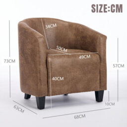 Bronzing Fabric Tub Chair, Upholstered Armchair, Padded Barrel Club Chair - Brwon - thumbnail 2