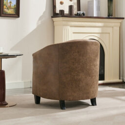 Bronzing Fabric Tub Chair, Upholstered Armchair, Padded Barrel Club Chair - Brwon - thumbnail 3