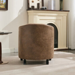 Bronzing Fabric Tub Chair, Upholstered Armchair, Padded Barrel Club Chair - Brwon - thumbnail 6