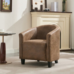 Bronzing Fabric Tub Chair, Upholstered Armchair, Padded Barrel Club Chair - Brwon - thumbnail 4