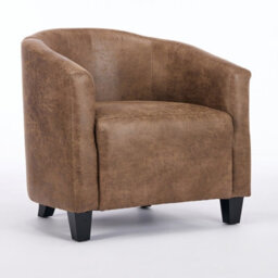Bronzing Fabric Tub Chair, Upholstered Armchair, Padded Barrel Club Chair - Brwon - thumbnail 7