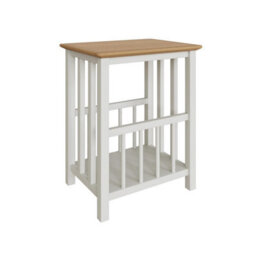 FWSTYLE Oak Magazine Rack Table Cream Linen Ready Assembled - thumbnail 4