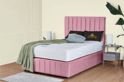 UKBEDFURNITURE Hamilton Plush Pink End Opening Divan Ottoman Bed With 54 Inch Headboard & 10 Inch Orthopaedic Mattress - image 1
