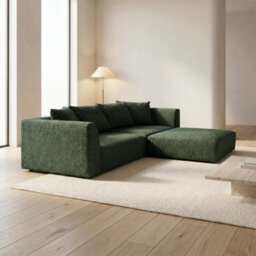 Abakus Direct Tokyo Corner Sofa In Olive Green Brushed Tweed Fabric With Deep Seat And Plush Cushioning - thumbnail 4