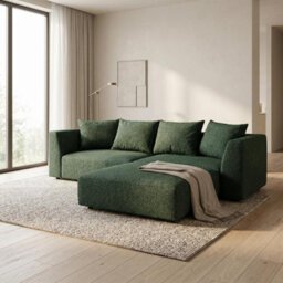 Abakus Direct Tokyo Corner Sofa In Olive Green Brushed Tweed Fabric With Deep Seat And Plush Cushioning - thumbnail 7
