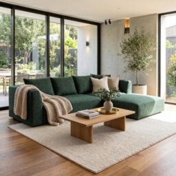 Abakus Direct Tokyo Corner Sofa In Olive Green Brushed Tweed Fabric With Deep Seat And Plush Cushioning - thumbnail 2