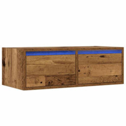 Berkfield Tv Cabinet With Led Lights Old Wood 75X35.5X25 Cm - thumbnail 3