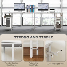 Wyld Haus Vima 120Cm White Home Office Desk With Integrated Power Sockets And Usb Ports - thumbnail 8