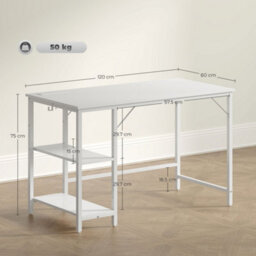 Wyld Haus Vima 120Cm White Home Office Desk With Integrated Power Sockets And Usb Ports - thumbnail 4