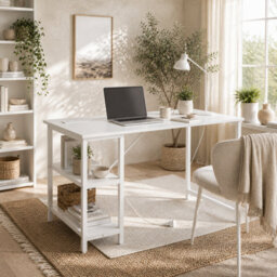 Wyld Haus Vima 120Cm White Home Office Desk With Integrated Power Sockets And Usb Ports - thumbnail 1