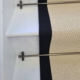 RainbowHome Angel Cream Stair Runner With 100% Cotton Black Border 55 650 - thumbnail 3