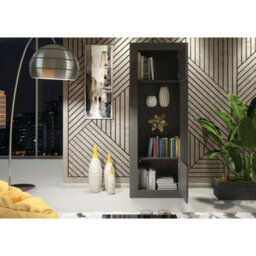 Creative Furniture Illume Display Cabinet 170Cm - Dark Grey With Gloss Doors - thumbnail 3