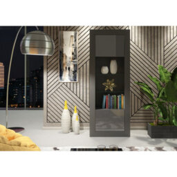 Creative Furniture Illume Display Cabinet 170Cm - Dark Grey With Gloss Doors - thumbnail 2