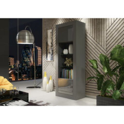 Creative Furniture Illume Display Cabinet 170Cm - Dark Grey With Gloss Doors - thumbnail 6